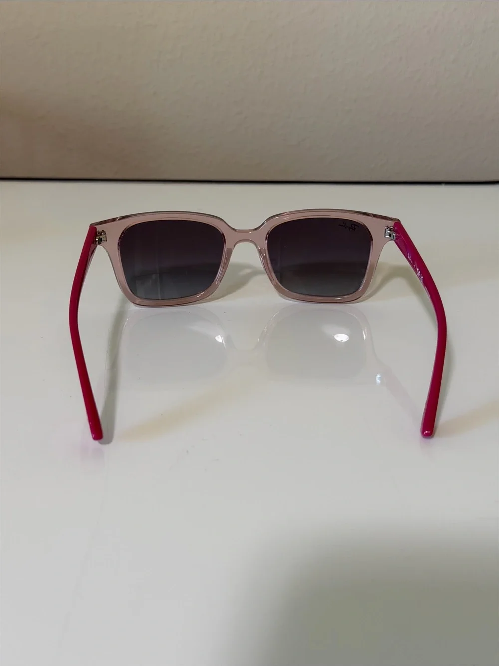 Ray-Ban Junior Pink Transparent Frame Sunglasses with Gradient Lenses